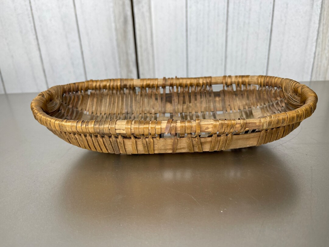 Vintage Mid Century Hand Woven Basket Antique Primitive Oval Shape. - Etsy