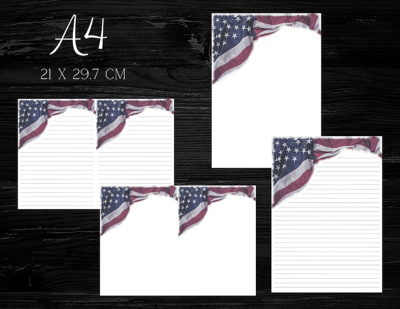 American Flag Printable Stationery Set/printable Stationary Paper ...