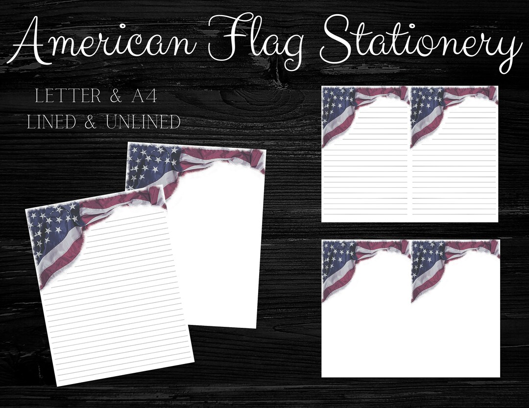 American Flag Printable Stationery Set/printable Stationary Paper