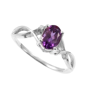 Natural Amethyst Ring-Oval Cut Amethyst Ring-Elegant Design Amthyst Ring-925Sterling Silver-Promise Ring-Stackable Ring-Dainty Amethyst Ring