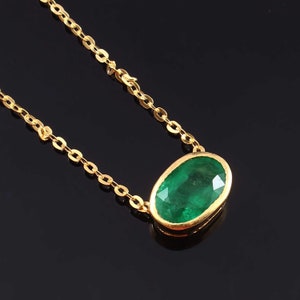 Natural Zambian Emerald Pendant- Vivid Green Emerald Necklace-Genuine Emerald Pendant-925 Sterling Silver-Oval Cut Emerald Pendant Necklace