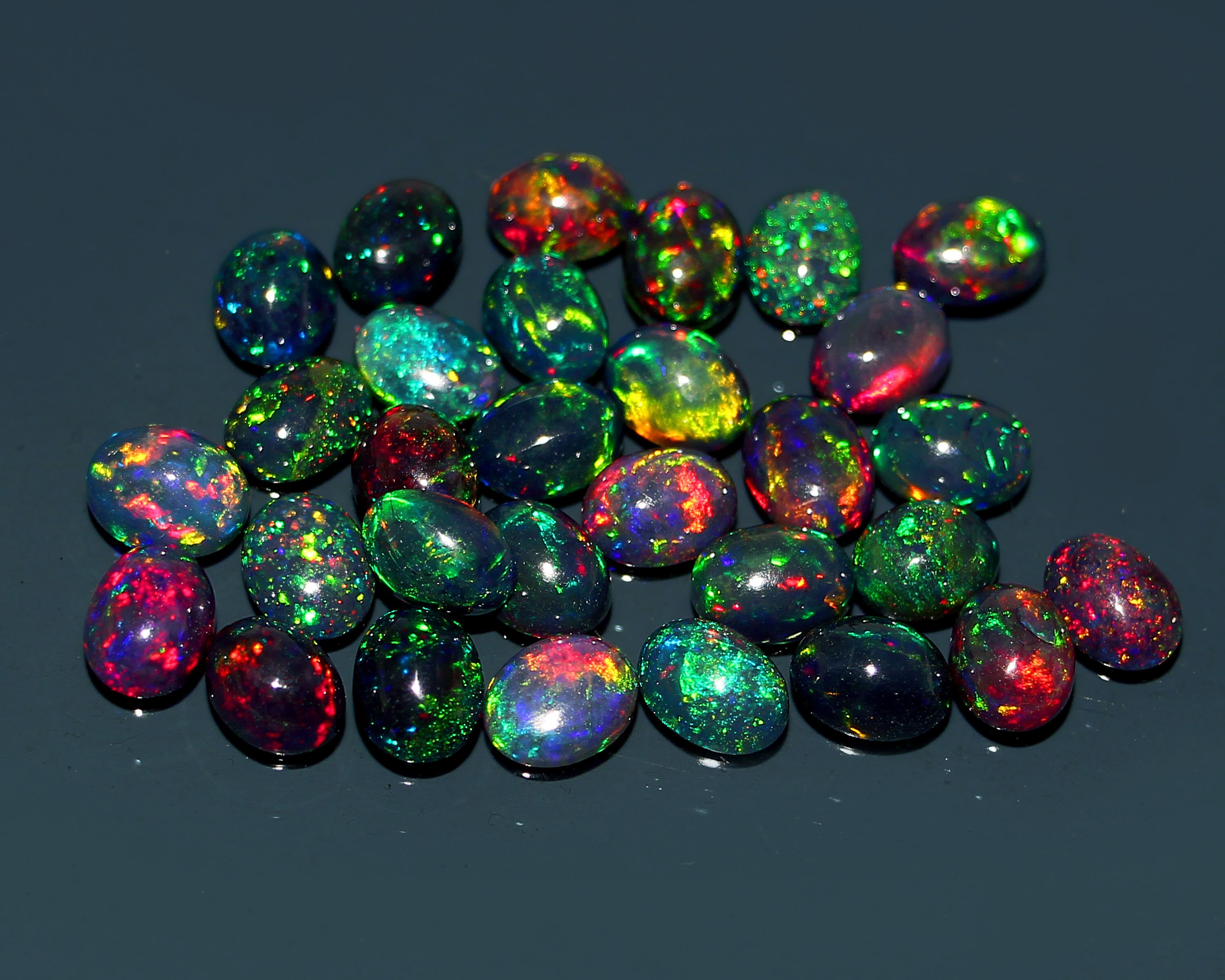 2 piece7x5mm Black Opal-Natural Black Opal-Ethiopian Black | Etsy