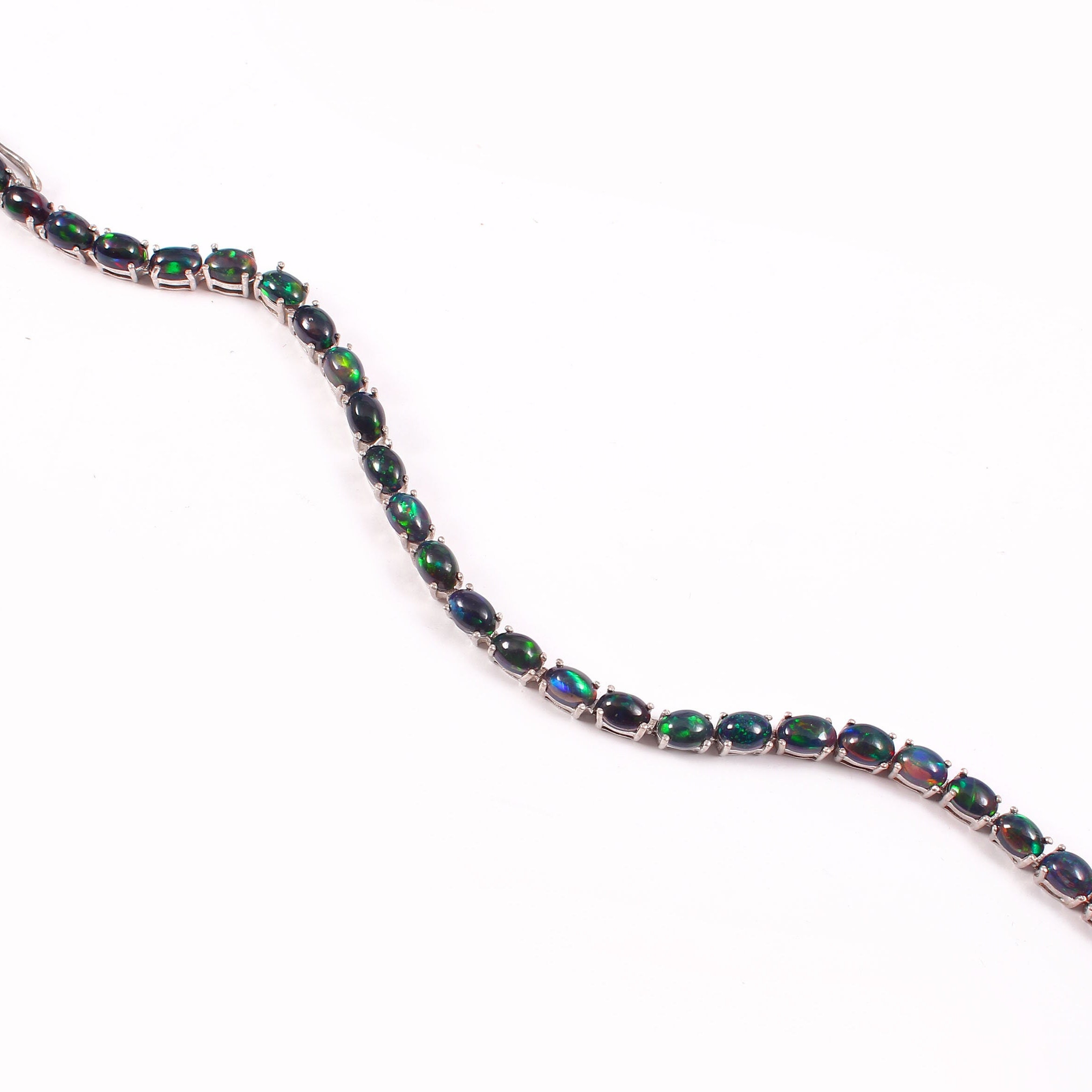 SV925 エチオピアンオパールカボションオーバルブレスレットCZ