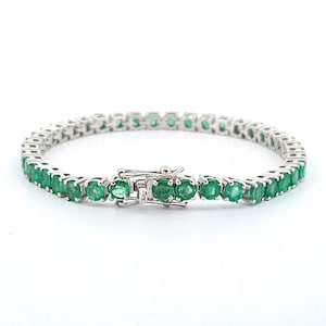 Emerald Tennis Bracelet: 925 Sterling Silver, 4mm Zambian Emerald