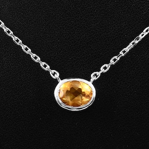 Natural Citrine Pendant Necklace-Oval Cut Citrine -Citrine Jewelry-Elegant Design Citrine Necklace-November Birthstone Pendant-925 Silver