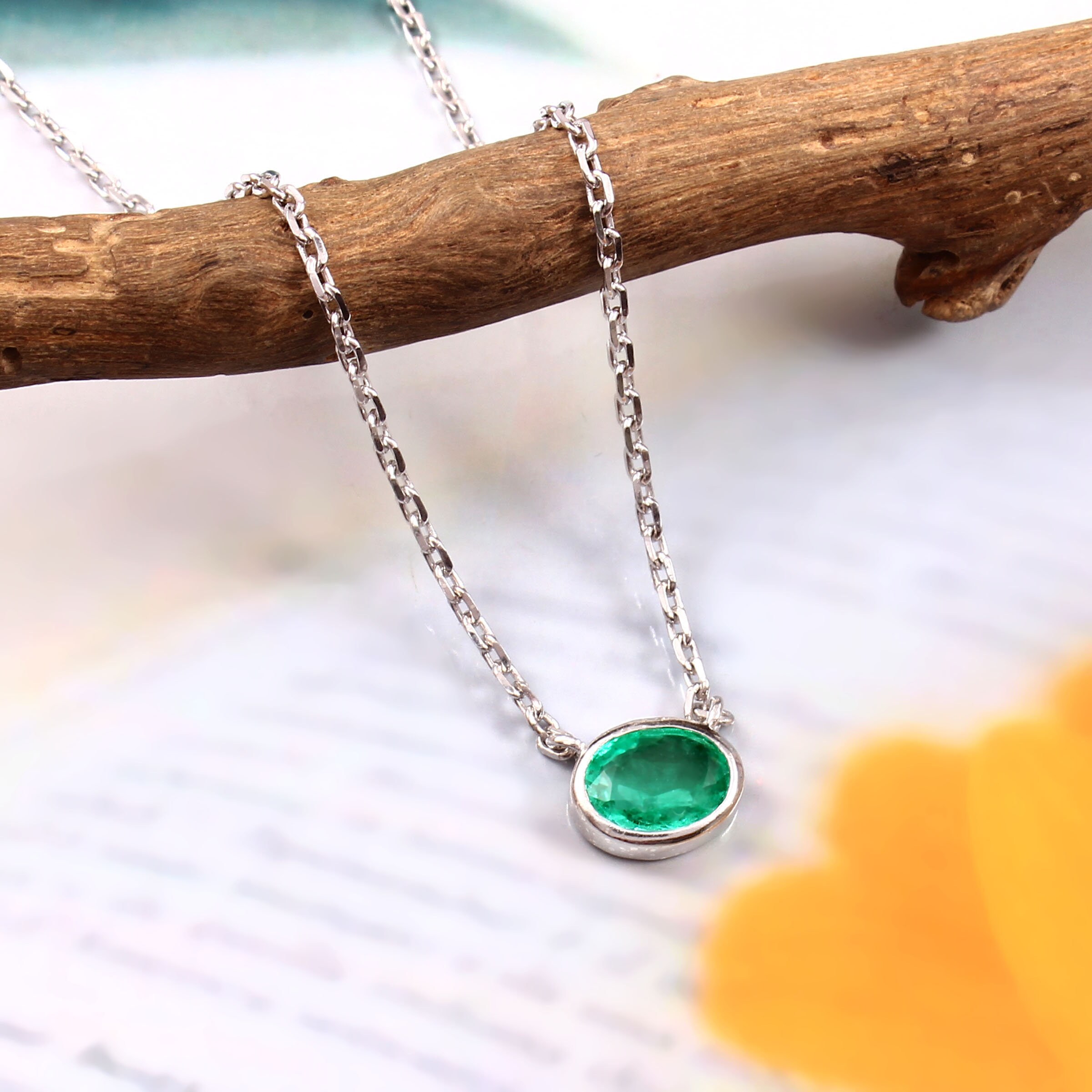 Ensemble de boucles d'oreilles de collier d'émeraudes zambiennes naturelles en argent sterling 925 - Bijoux taille ovale - Pierre de naissance de mai - Collier de tennis - Canada