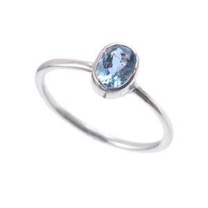 Natural Aquamarine Ring-925 Sterling Silver-Aquamarine Simple Ring-Oval Cut Aquamarine-March Birthstone-Stackable Ring