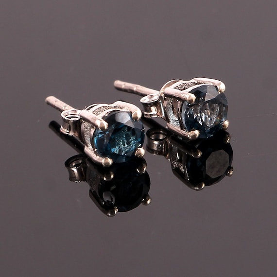 Orecchini Fiore Sissi In Oro Rosso Con Topazi Blu London E Diamanti Ct - Foto 11