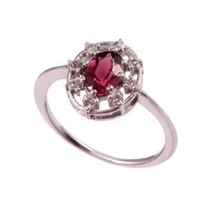 Natural Watermelon Tourmaline-Diamond Ring-Oval Cut Ring-925 Sterling Silvr-Engagement Ring-Pink Halo Ring-Elegant Design-October Birthstone