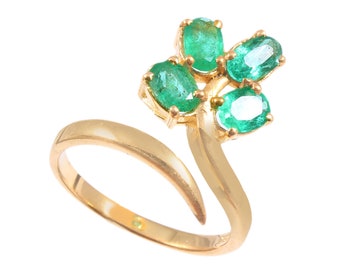 Natural Zambian Emerald Ring – Oval Cut, Sterling Silver, May Birthstone