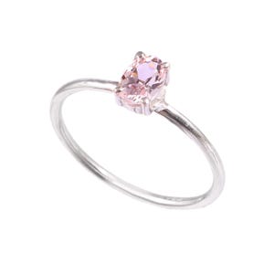 Natural Pink Morganite Ring-Oval Cut Morganite Ring-Elegant Simple Morganite Ring-925 Sterling Silver- November Birthstone-Stackable Ring