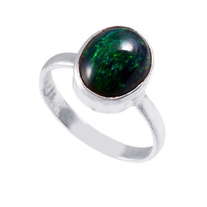 Amazing Ethiopian Black Opal Ring-Oval Shape Cabochon-925 Sterling Silver Ring-October Birthstone Ring-Fine Jewelry-Daily Wear Simple Ring