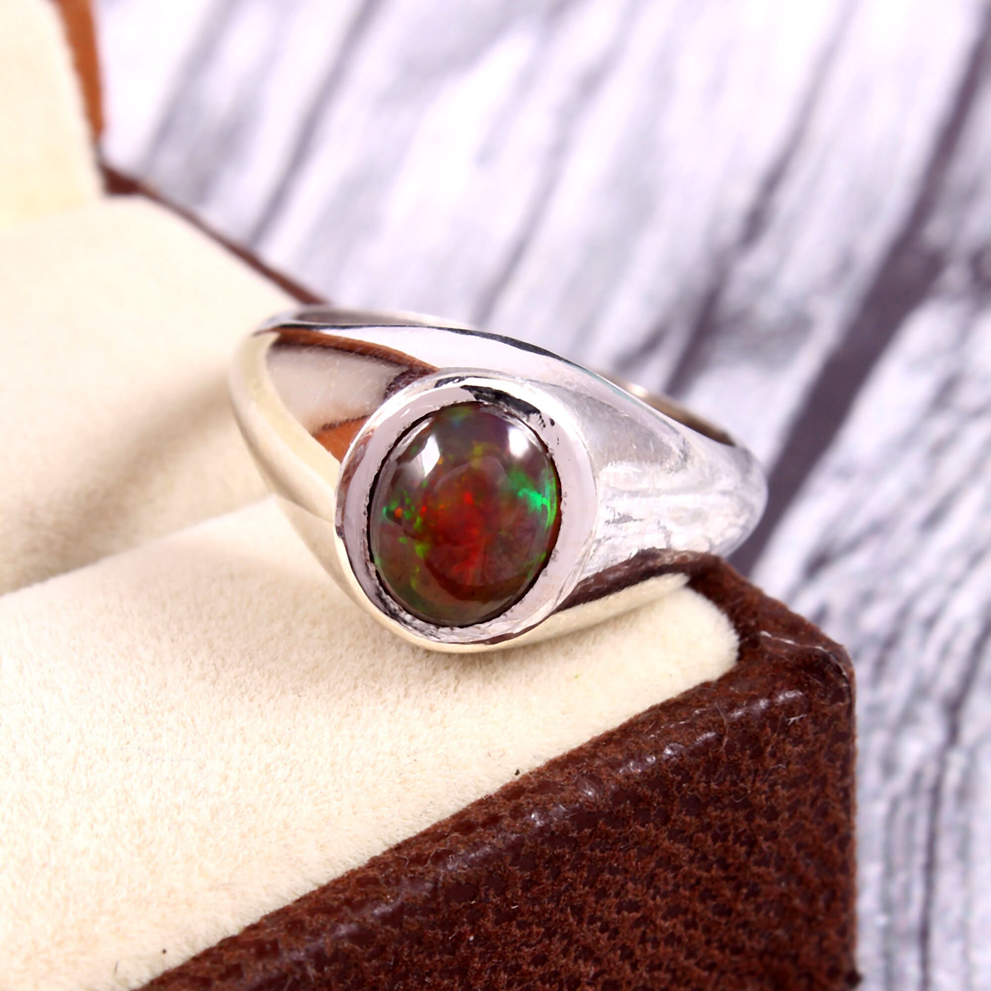 Natürliche schwarze Opal Ring ovale Form äthiopischen | Etsy