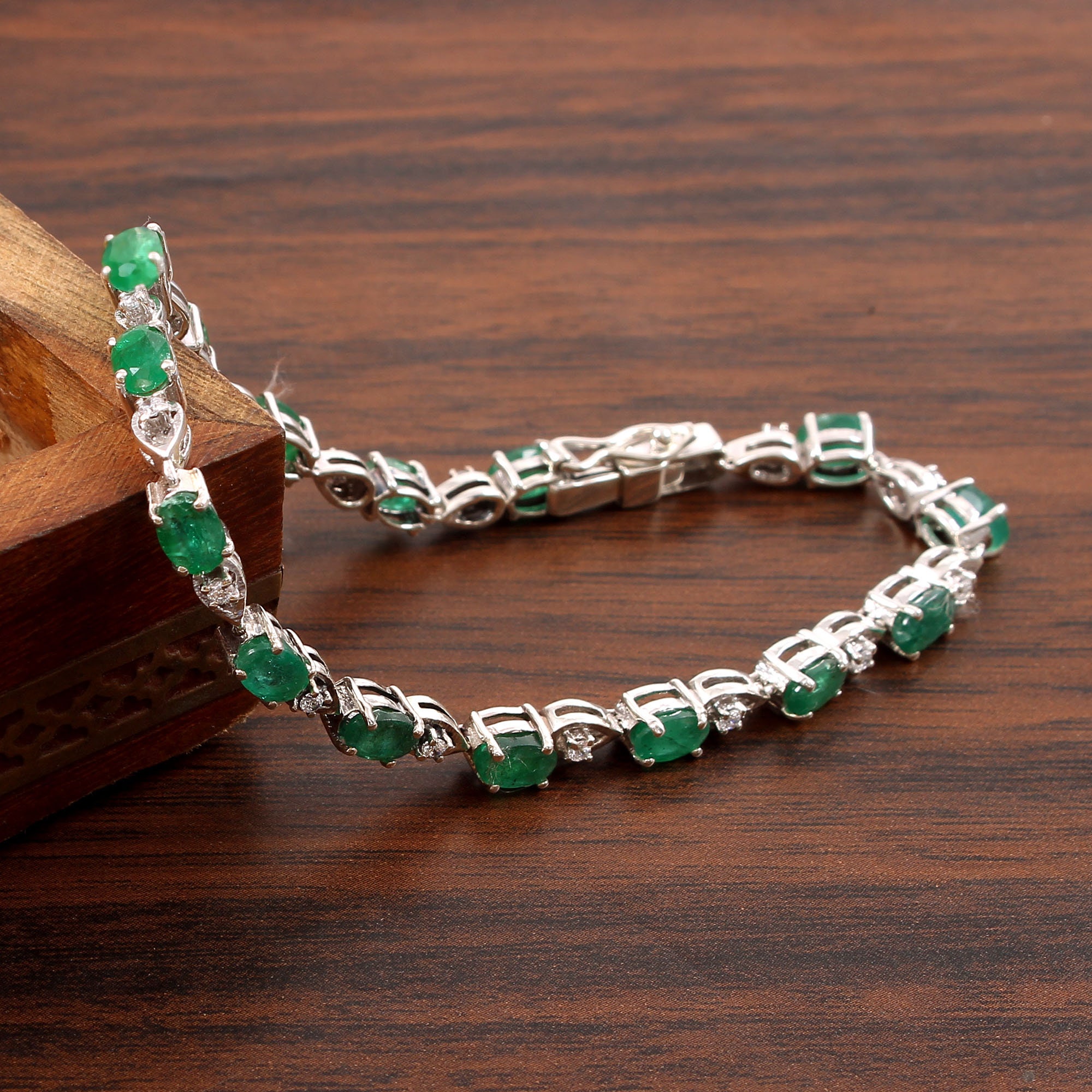 Natural Zambian Emerald Bracelet-oval Cut-925 Sterling Silver ...