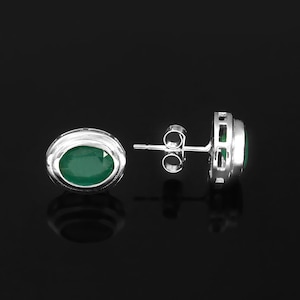 Natural 2.50ct Emerald Stud Earring-925 Sterling Silver-Simple Emerald Stud Earring-May Birthstone-Emerald Jewelry-Bezel Set Emerald Studs