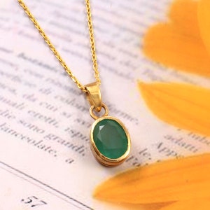 Natural Zambian Emerald Pendant- Vivid Green Emerald Necklace-Genuine Emerald Pendant-925 Sterling Silver-Oval Cut Emerald Pendant Necklace