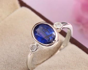 Natural Kyanite Ring-Brilliant Oval Cut Kyanite Ring-Royal Blue Kyanite Stone Ring-925 Sterling Silver-Promise Ring-Simple Kyanite Jewelry