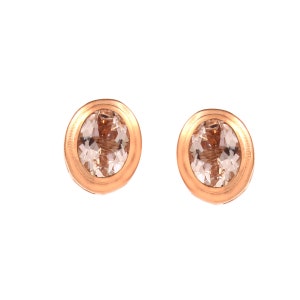Natural Pink Morganite Studs Earring-Oval Cut Morganite Studs-Morganite Earring-925 Sterling Silver-November Birthstone-Daily Wear Studs