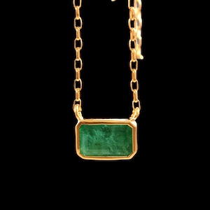 Brilliant Emerald Pendant-Zambian Emerald Necklace-Genuine Emerald Pendant-925 Sterling Silver Pendant-Simple Emerald Pendant-Gold Pendant