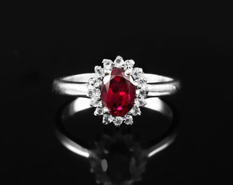 Natuurlijke Rhodoliet-granaatbloemring-ovaal geslepen-925 sterlingzilver-juni Birthstone-Eternity bandring