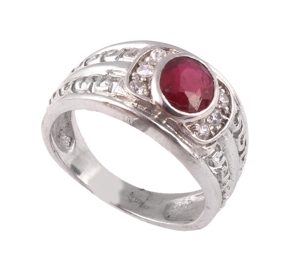 Natural Ruby-moissanite Diamond Ring-oval Cut-statement Ring 