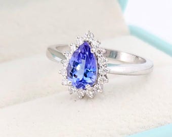 Natural Tanzanite Ring-Good Quality Tanzanite Jewelry-AA Color Tanzanite-Engagement Ring-Tanzanite Jewelry-Gift Item-Cluster Ring