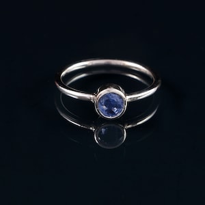 Natural AA+ Blue Sapphire Ring-Round Cut Sapphire -Simple Stone Ring-September Birthstone Ring-925 Sterling Silver Jewelry-Daily Wear Ring