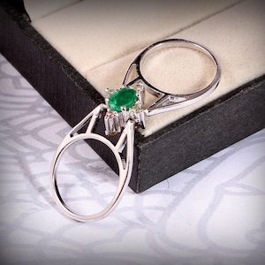 Natural Emerald Ruby Diamond Ring – Oval Cut Sterling Silver Reversible Ring