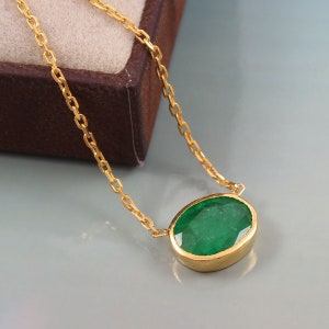 Natural 4.50ct Emerald Pendant - Zambian Emerald Necklace - Genuine Emerald Pendant - 925 Sterling Silver Pendant - Simple Emerald Pendant.