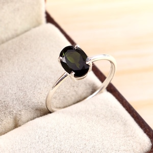 Natural Chrome Tourmaline Ring-Brilliant Oval Cut Tourmaline Ring-925 Sterling Silver Ring-Engagement Ring-October Birthstone-Simple Ring