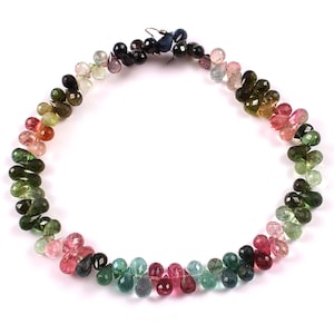 6Inch Natural Multi Colour Drop Tourmaline String-AAA Natural Tourmaline-Faceted Drop Necklace-Semi Precious Stone-Jewelry Making Stone
