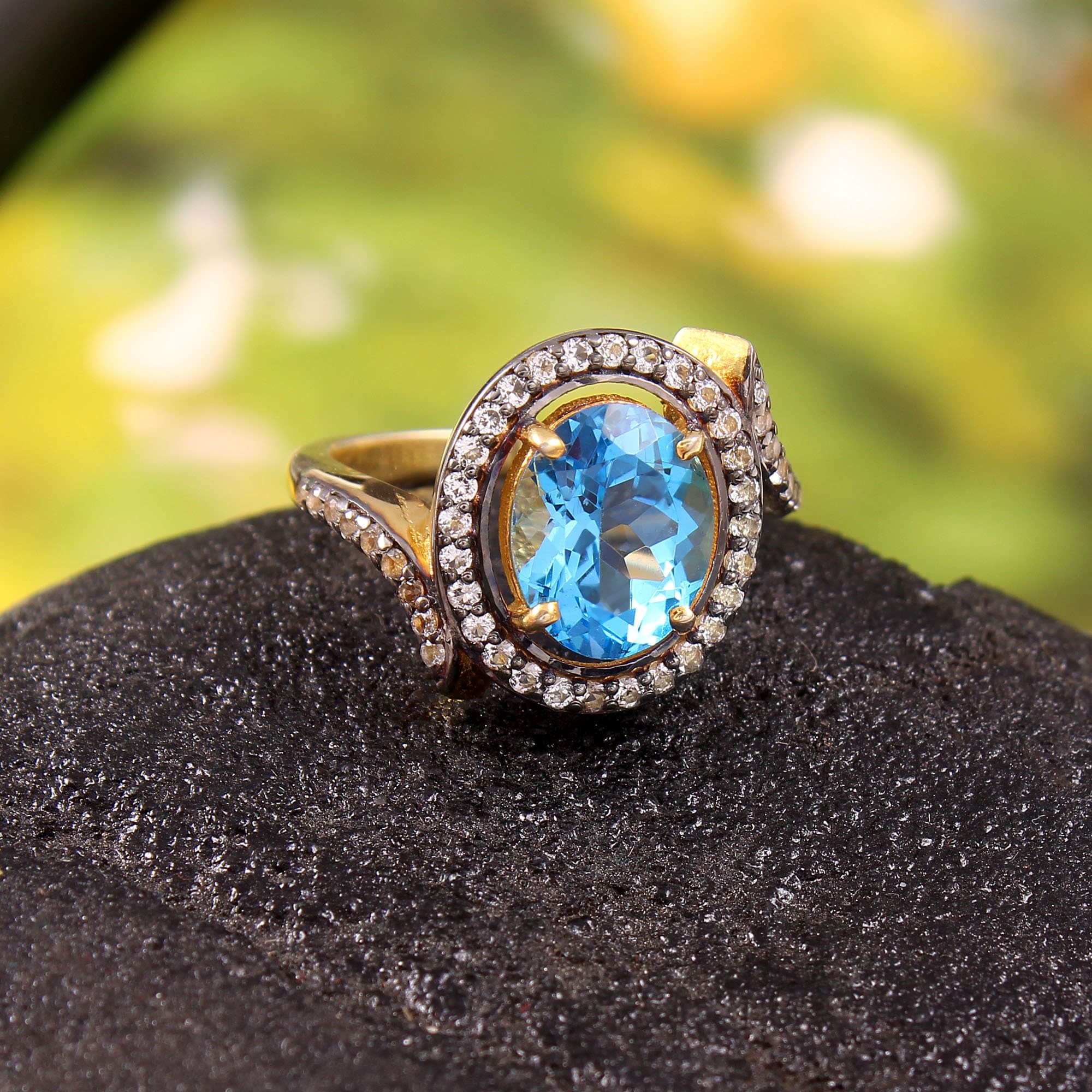 Buy Natural Swizz Blue Topaz Ring-oval Cut Topaz Gemstone Ring-engagement  Ring-november Birthstone-925 Sterling Silver-topaz Victorian Jewelry Online  in India - Etsy