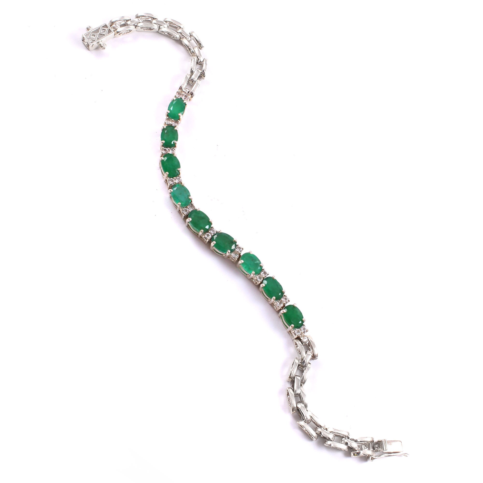 Natural Zambian Emerald Bracelet-oval Cut-925 Sterling Silver Tennis ...