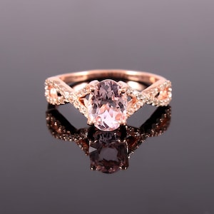 Elegant Natural Morganite Ring-Oval Cut-Engagement Ring-925Sterling Silver-AAA+ Quality Morganite-November Birthstone-Cross Over Ring