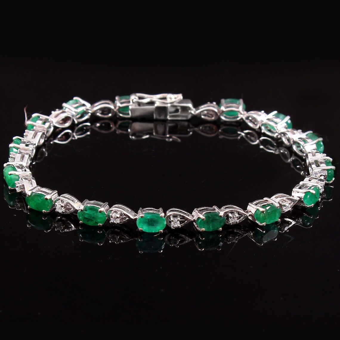 Natural Zambian Emerald Bracelet-oval Cut-925 Sterling Silver ...