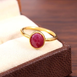 Natural Ruby Ring-Rose Cut-Round Shape-2.50ct Size-925 Sterling Silver-July Birthstone-