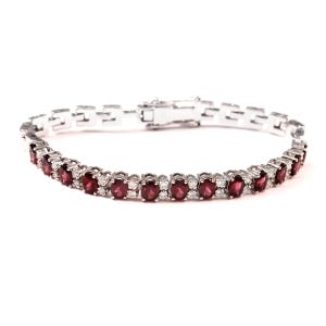 Natural Rhodolite Garnet Bracelet-Oval Cut Rhodolite Garnet Bracelet-925 Sterling Silver-Rhodolite Garnet Tennis Bracelet-January Birthstone