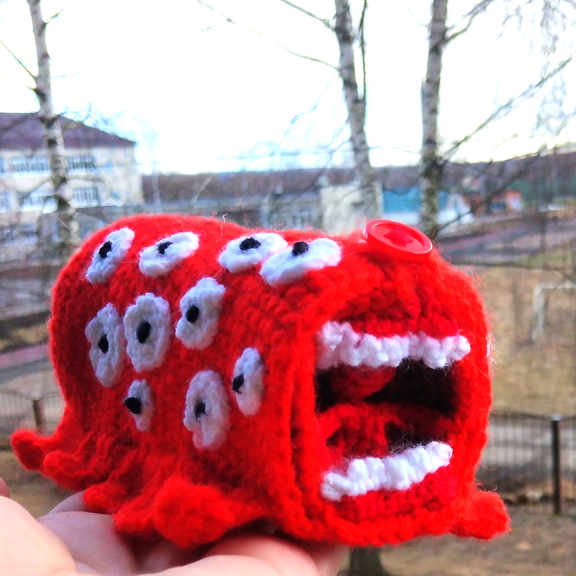 Train eater handmade toy.5 by 3 inches. Trevor Henderson. SCP. Etsy