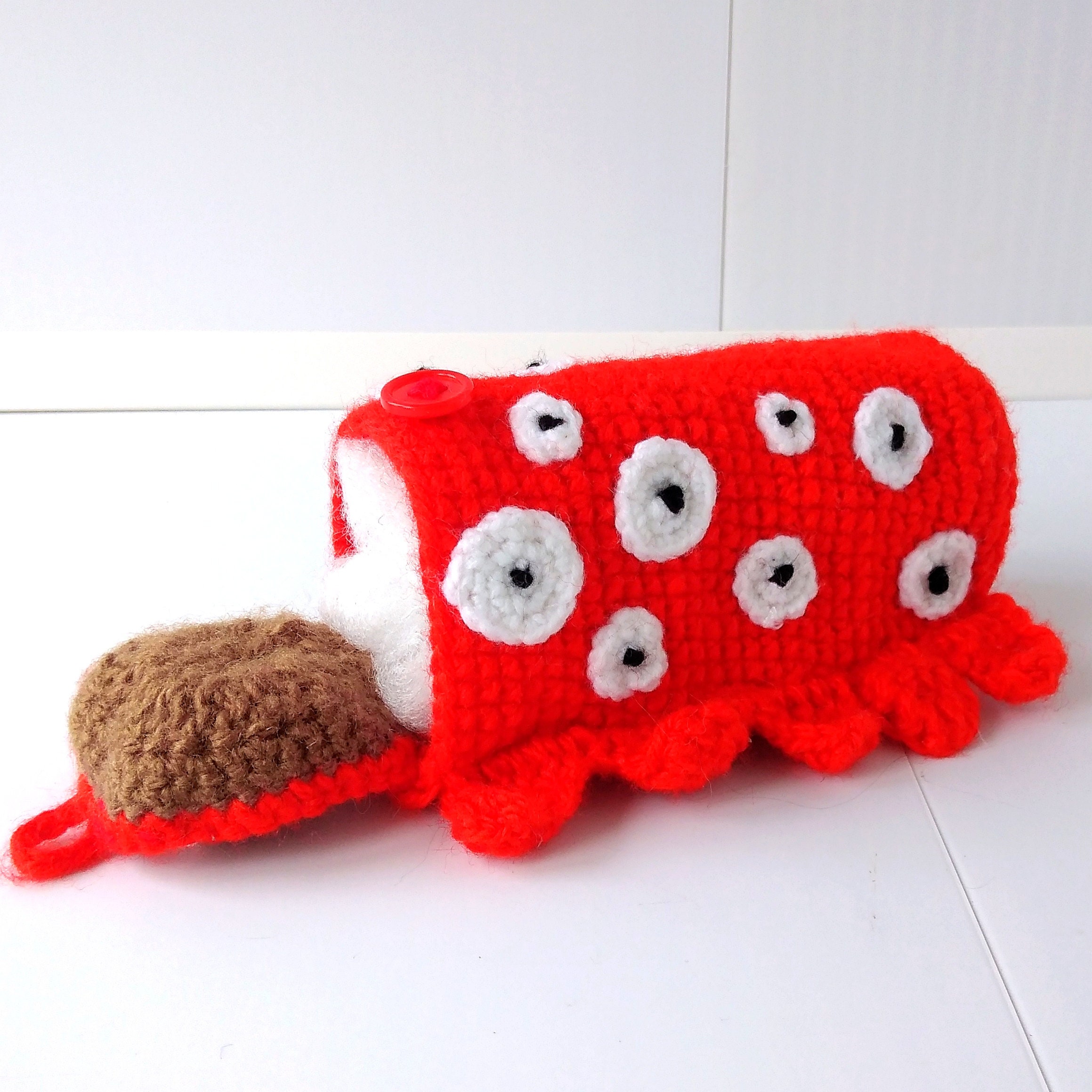 Train eater handmade toy.5 by 3 inches. Trevor Henderson. SCP. Etsy