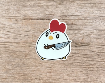 Chicken with a Knife Sticker