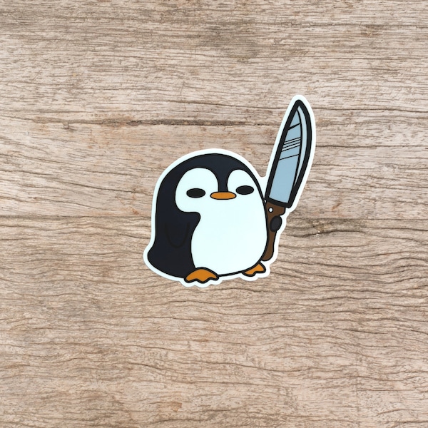 Penguin with a Knife Sticker