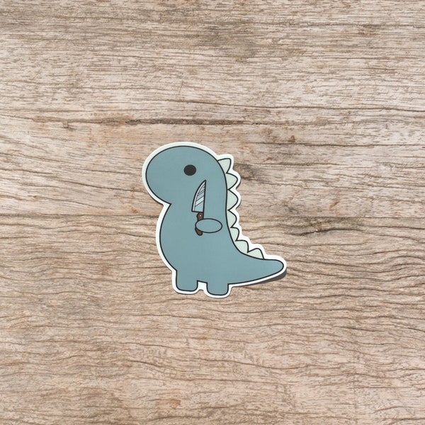 Dino with a Knife Sticker