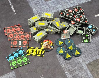 Modern Zombicide 2.0 2nd Edition 3D Crates & Dual sided Colored Plastic Token replacements