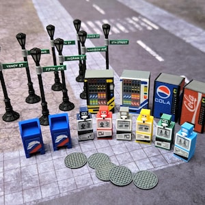 Miniature Urban Street Set 1 for 28mm to 32mm Scale Terrain Zombicide and Skirmish Game Decor