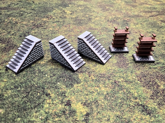 Zombicide White Death 3D Stairways and Rope Ladder - Fully Colored