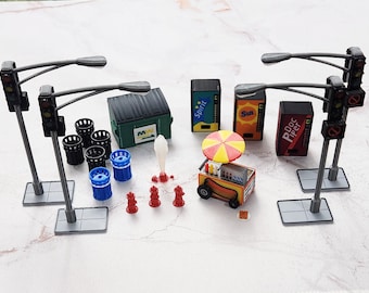 Miniature Urban Street Set 2 for 28mm to 32mm Scale Terrain Zombicide and Skirmish Game Decor