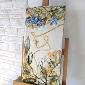Bluebell Symphony | Abstract Encaustic Art | Handmade Beeswax Painting | Feminine Beauty Wall Decor | Original Wax Painting