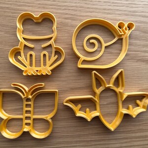 Woodland Creatures Cookie Cutters for fondant cupcakes cookies polymer clay Icing crafts cakes biscuits gifts. Frog, Bat, Snail, Butterfly