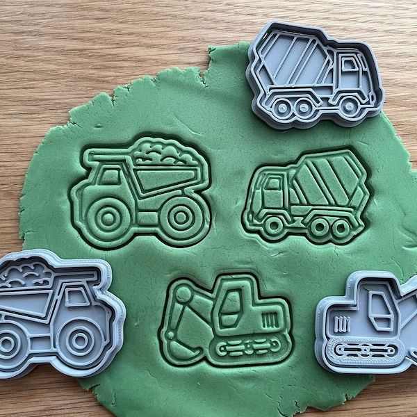 Building Construction Vehicle Stamp and Cutter for Cookies, Fondant, Biscuits, Cakes, Cookie Toppers, Icing, Cakesicle, Crafts, Jewellery