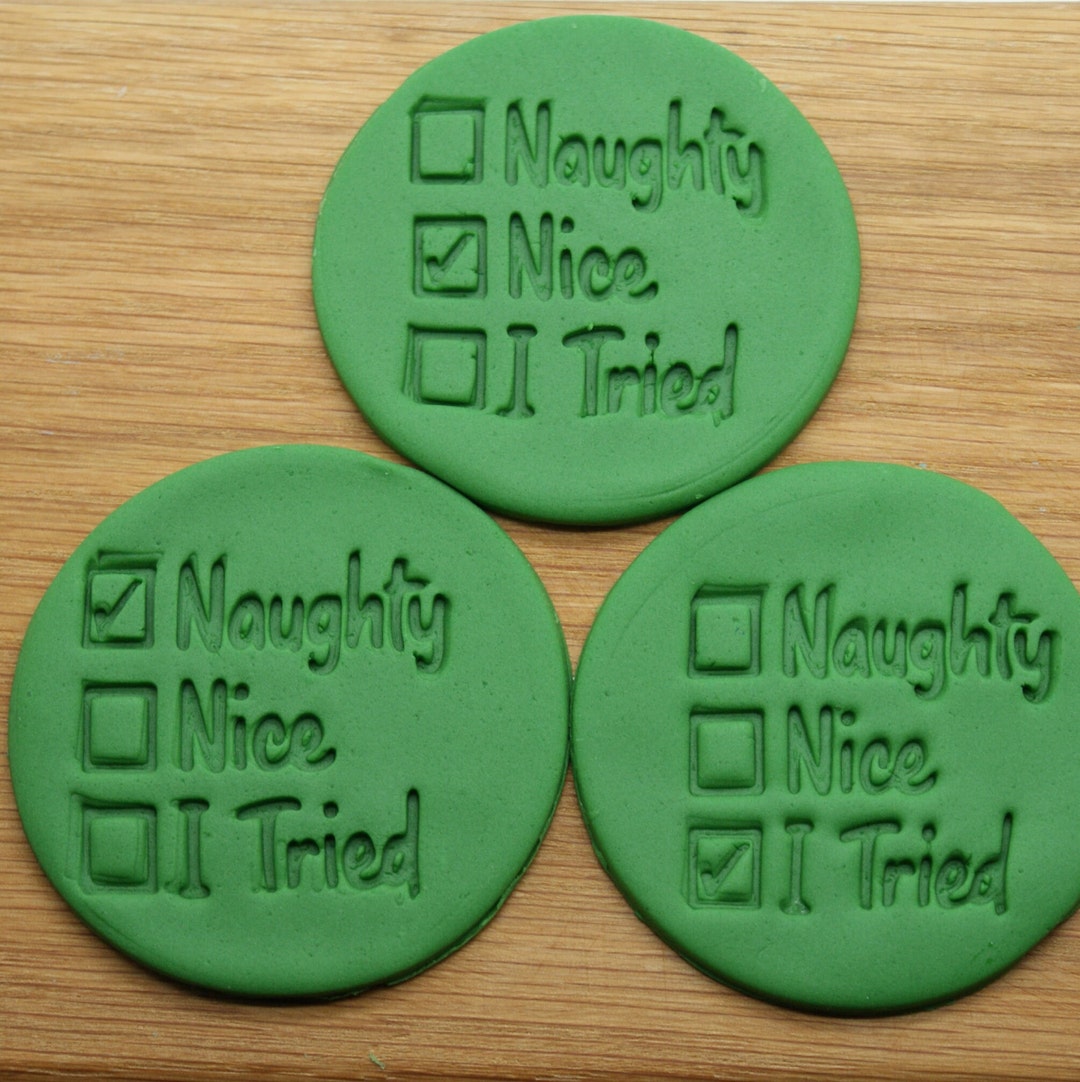 Santa Naughty Nice List Cookie Stamp, Fondant Stamp, Christmas Embosser ...